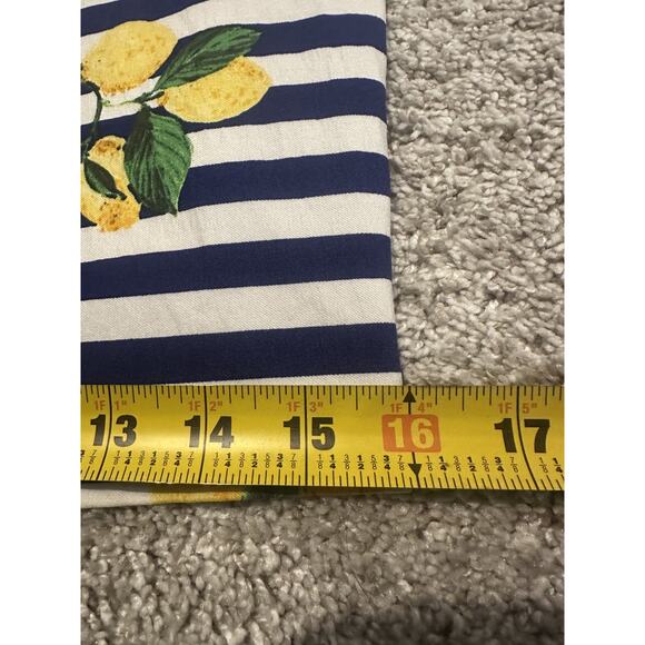 Linda Matthews Lemon Print Striped Skirt Women’s Small Blue White Fruit A-Line - Picture 5 of 7